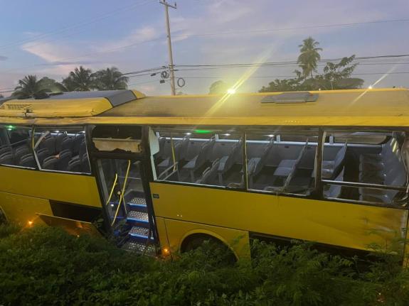 The Jamaica Urban Transit Company (JUTC) bus that was crashed by a driver in St Catherine on October 8.