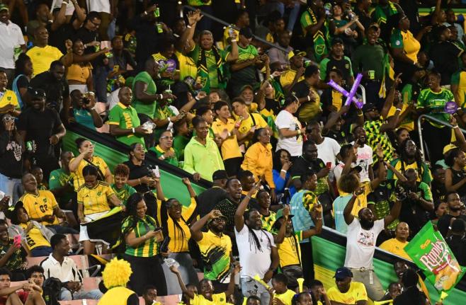 
Reggae Boyz fans at a Concacaf Group B World Cup Qualifying match between Jamaica and Bermuda at the National Stadium on October 14. Jamaica won 4-0. 