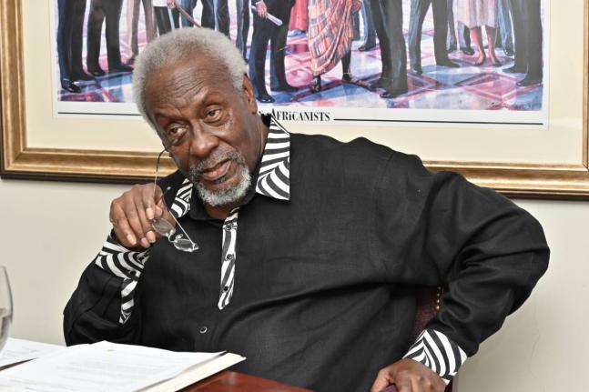 Former Prime Minister P. J. Patterson speaks at the P. J. Patterson Institute for Africa Caribbean Advocacy Scholarship, sponsored by the National Commercial Bank, in honour of his 90th birth anniversary, at the institute located at The University of the W