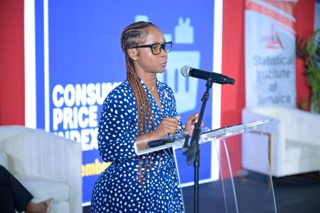 Acting Director of Administrative Statistics at the Statistical Institute of Jamaica, Siomara McDonald, addressing the agency's Quarterly Press Briefing on October 15.