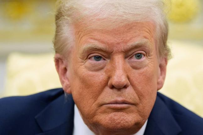 President Donald Trump listens during a meeting with Finland's President Alexander Stubb in the Oval Office at the White House, Thursday, October 9, 2025, in Washington. (AP Photo/Alex Brandon)