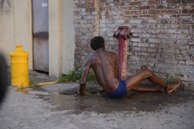 A homeless person on the street in Kingston.