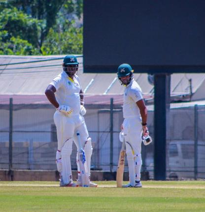 Jamaica Scorpions batsmen Leroy Lugg (left) and John Campbell.