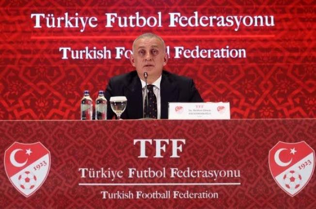 Turkish Football Federation president Ibrahim Haciosmanoglu at a news conference in Istanbul, Turkey on Monday, October 27, 2025. 