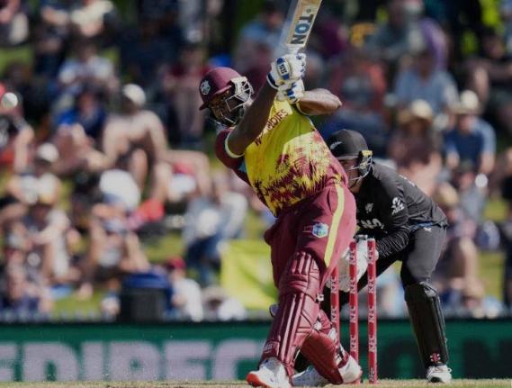 West Indies’ Romario Shepherd on the go during his innings of 49 runs off 34 balls during the third T20 International cricket match against New Zealand at Saxton Oval in Nelson, New Zealand, on Saturday.