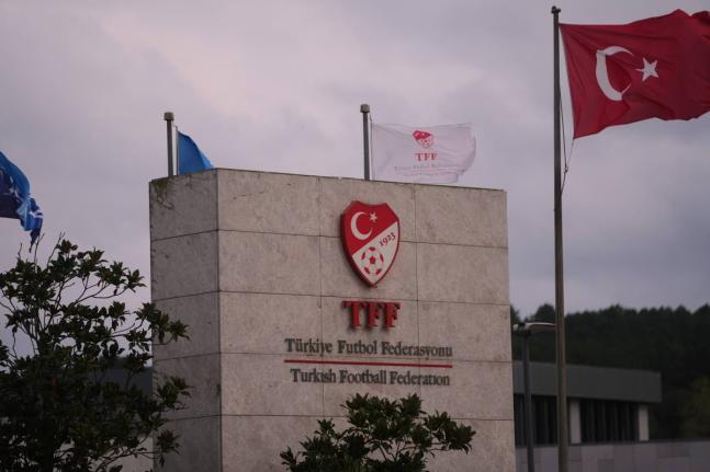 A Turkish flag waves at the Turkish Football Federation headquarters, in Istanbul, Turkey, Wednesday, November 12, 2025. (AP Photo/Francisco Seco)