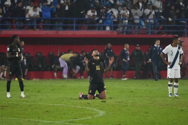Panama’s Andres Andrade (centre)  reacts at the end of a World Cup 2026 qualifying match against Guatemala in Guatemala City on Thursday, November 13, 2025.