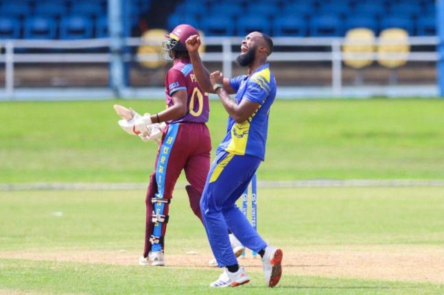 Akeem Jordan bagged five wickets for the Barbados Pride against the Leeward Islands Hurricanes during their  CG United Super 50 Cup encounter at the Queen’s Park Oval yesterday.