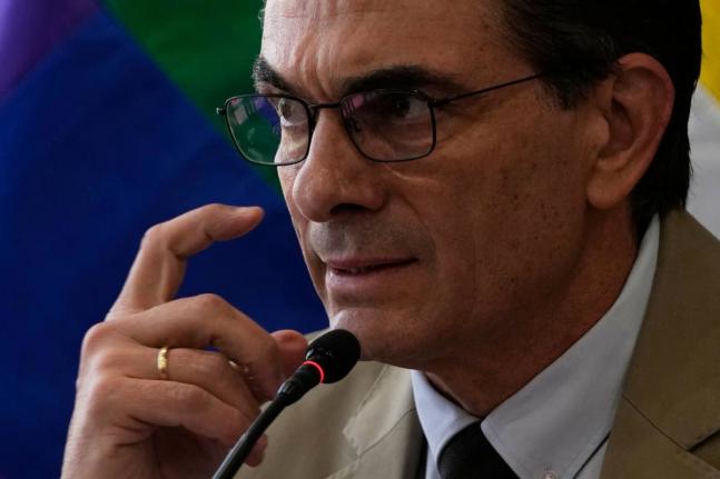 Bolivian President Rodrigo Paz holds a press conference at the presidential palace in La Paz, Bolivia, Tuesday, November 25, 2025. (AP Photo/Juan Karita)