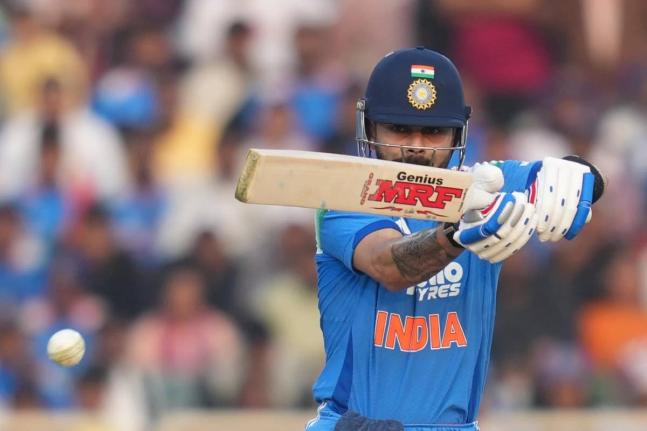 India’s Virat Kohli plays a shot during the first One-Day International match between India and South Africa in Ranchi, India, yesterday.