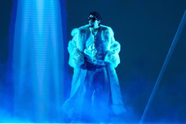 Bad Bunny performs during the iHeartRadio Music Awards in Los Angeles on March 17, 2025. 