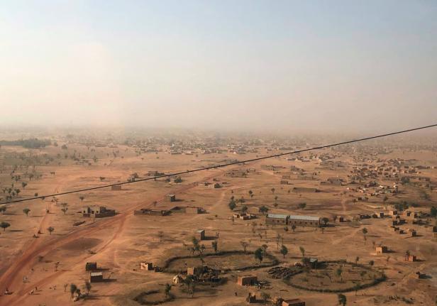 Aerial view of Djibo town, Burkina Faso on February 18, 2021. 