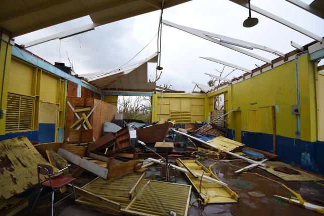 A classroom at Brompton Primary School in St Elizabeth, left devastated by Hurricane Melissa. 
