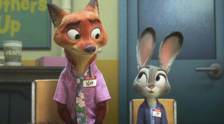 Nick Wilde (left), voiced by Jason Bateman, and Judy Hopps, voiced by Ginnifer Goodwin, in a scene from ‘Zootopia 2’.