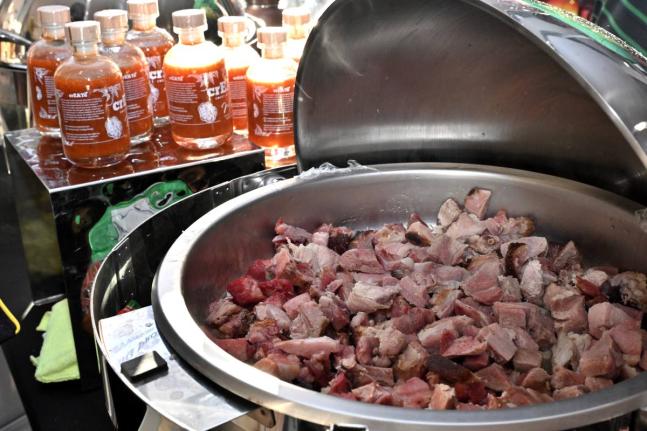 Nations Choice Ham, freshly prepared and sliced for patrons to savour at the recently staged Christmas Connection: Sip, Taste and Shop experience, held at The Jamaica Pegasus hotel.