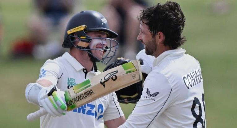New Zealand captain Tom Latham (left) and Devon Conway scored centuries for the second time in the match to put New Zealand in firm control of the third Test.