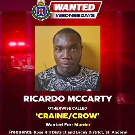Ricardo 'Crow' McCarty, was featured on the police Wanted Wednesday campaign on December 3, 2025. 