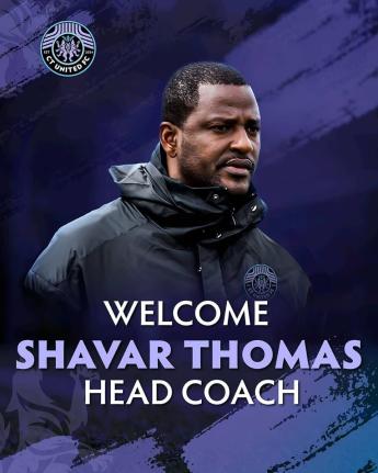 CT United’s welcome graphic for Shavar Thomas as its new head coach.