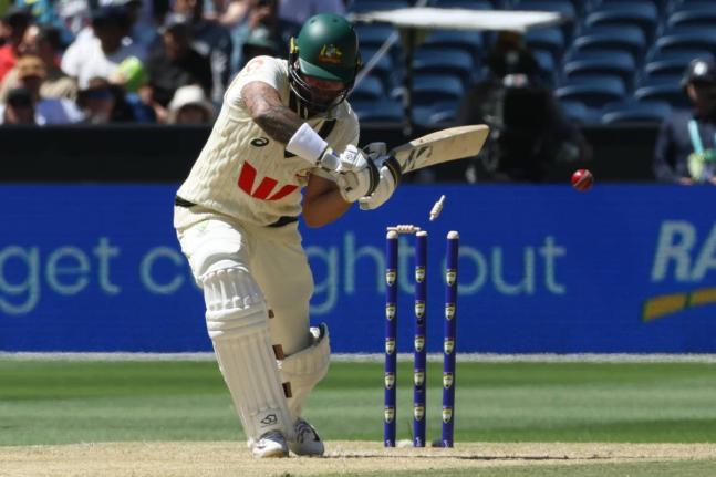 Australia’s Jake Weatherald is bowled by England’s Ben Stokes on day two of their Ashes Test match in Melbourne on Saturday, December 27.