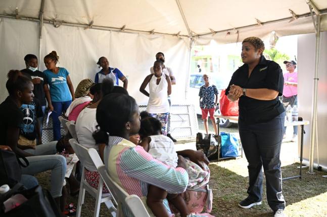 State Minister in the Ministry of Health and Wellness, Krystal Lee, addresses expectant and new mothers during a maternal health outreach at the Mount Carey Health Centre, St James, in December last year.