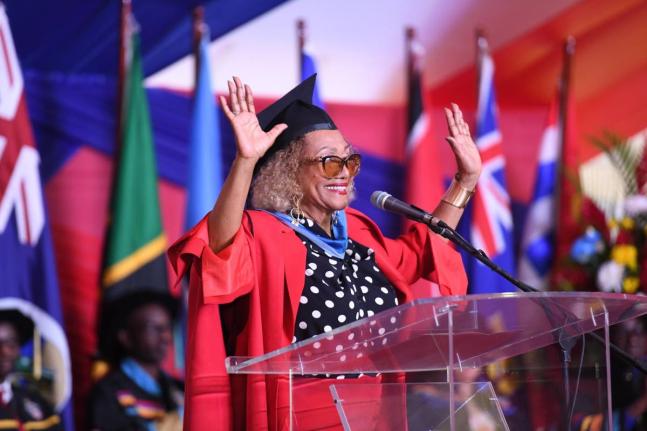Queen of Reggae Marcia Griffiths was conferred with the honorary Doctor of Letters degree by The University of the West Indies (UWI), Mona, during the institution’s graduation exercise on Saturday at the campus.