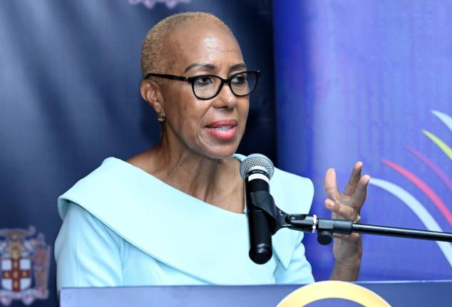 
Fayval Williams, then minister of education and youth and later minister of finance, at a 2024 press conference.