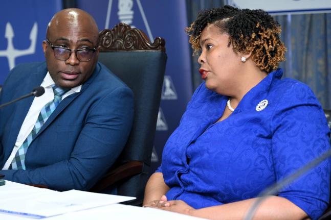 Leighton Johnson and La Sonja Harrison, former presidents of the Jamaica Teachers’ Association.