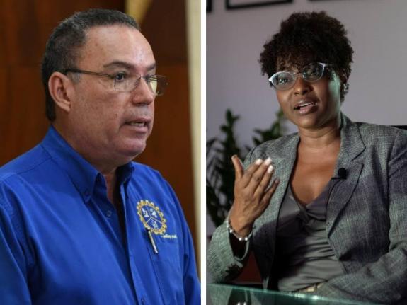 Telecommunications Minister Daryl Vaz and Auditor General Pamela Monroe Ellis.