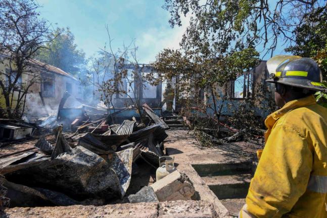A fire of unknown origin destroyed this house along Alton Villa Road, off Slipe Pen Road, Kingston, early Tuesday morning.