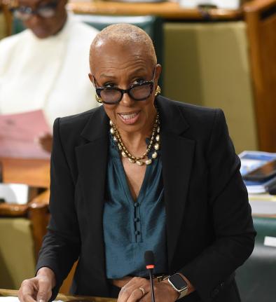 Fayval Williams, minister of finance and the public service, tables the 2026-2027 Estimates of Expenditure in Parliament on Thursday. 