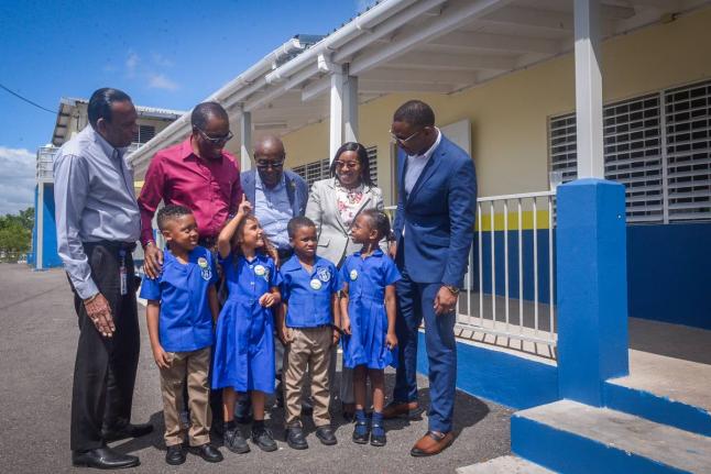 From left: CEO of the Culture, Health, Arts, Sports and Education (CHASE) Fund, W. Billy Heaven; Mayor of May Pen Joel Williams; Chairman of the May Pen Infant School in Clarendon, Carlton Knight; Principal of the school, Kim-Cay Brown; and Chairman of the
