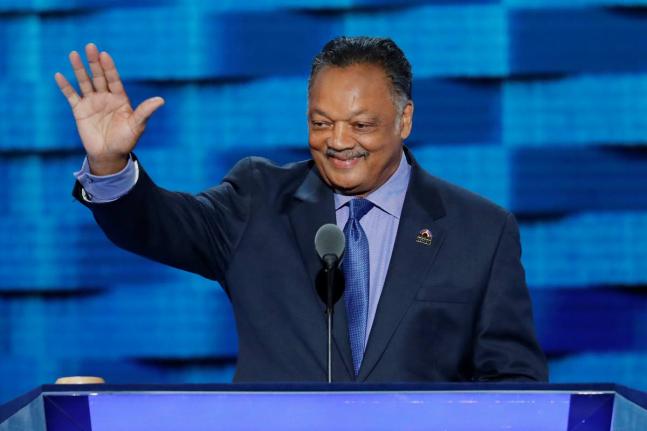  Reverend Jesse Jackson waves as he steps to the podium during the third day of the Democratic National Convention in Philadelphia on July 27, 2016. 