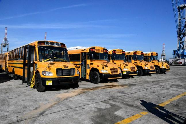 Some of the buses procured by the Government for the rural school bus system. 
