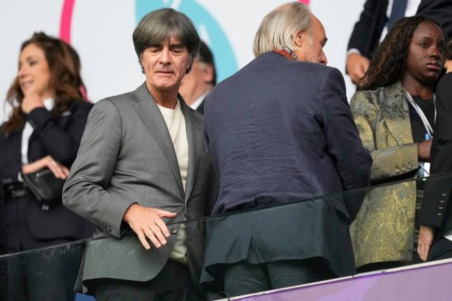 Former Germany head coach Joachim Low arrives for the Women’s Euro 2025 final football match between England and Spain at St Jakob-Park in Basel, Switzerland, on July 27, 2025. 