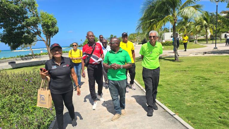 Photo  by Janet Silvera 
Lorna Bell, Special Olympics (left), and Marlon Tingling, communications manager, St James Municipal Corporation (second left), and the team organising the upcoming Special Olympics Games at the Harmony Beach Park in Montego Bay on