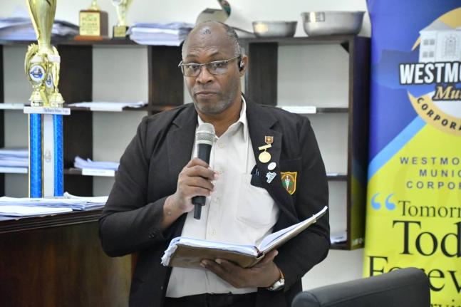 Chief Public Health Inspector for Westmoreland, Steve Morris, addressing the recent monthly meeting of the Westmoreland Municipal Corporation in Savanna-la-Mar. 