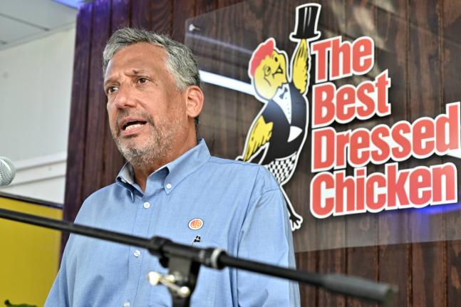 Rudolph Brown/Photographer
Christopher Levy, group president and CEO of Jamaica Broilers Group, speaks at the Best Dressed Chicken Renewed Energy launch at The Best Dressed Chicken Processing Plant, Spring Village, in St Catherine, on Tuesday, August 5, 20